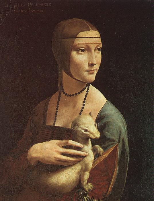  Leonardo  Da Vinci Portrait of Cecilia Gallarani France oil painting art